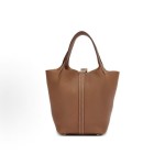 HERMES Picotin Lock 18 Gold buckle Basket Bucket Bag Handbag 18 Women\'s style 37 Gold Golden brown